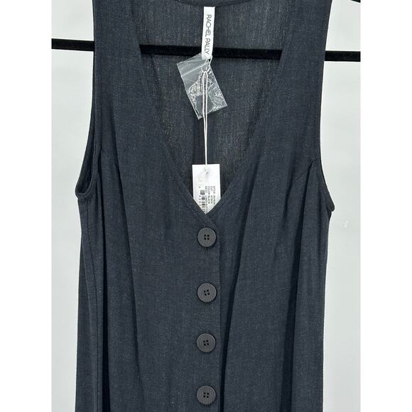 Rachel Pally Linen Button Front Sleeveless Jumpsuit‎ Black Small New - Picture 4 of 9